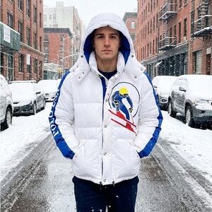 Limited Edition Ralph Lauren Polo White and Blue Ski Puffer Jacket